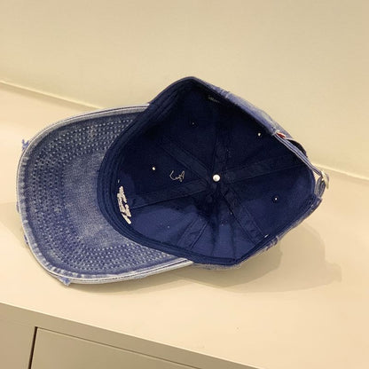 Letter Embroidered Washed Distressed Cap