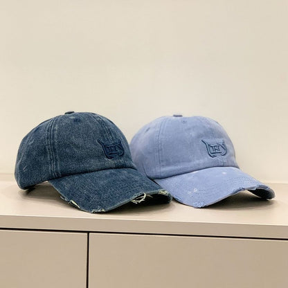 Letter Embroidered Distressed Cap