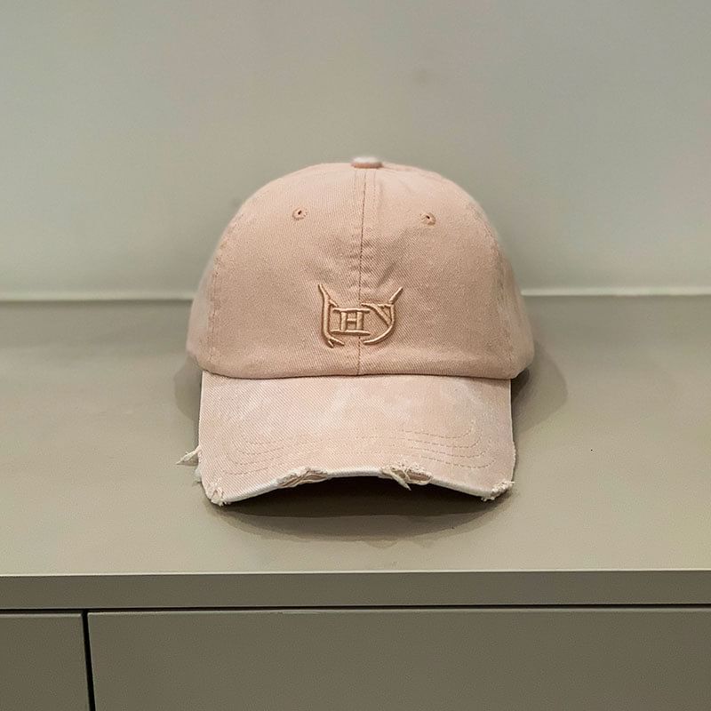 Letter Embroidered Distressed Cap