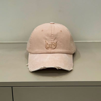 Letter Embroidered Distressed Cap