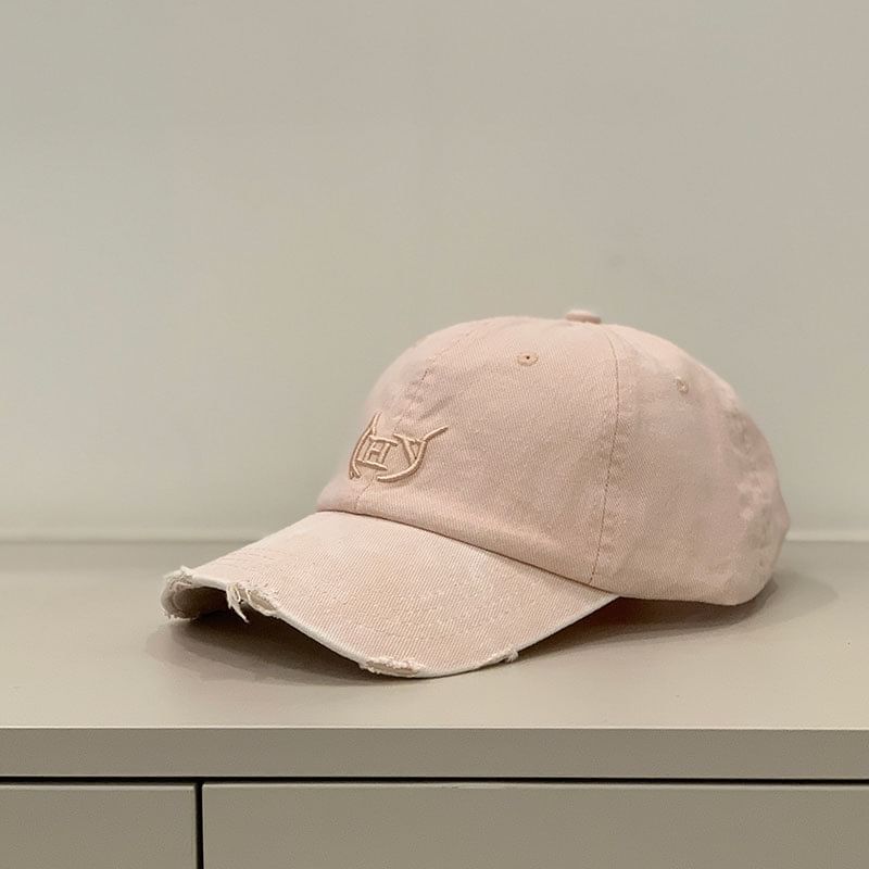 Letter Embroidered Distressed Cap