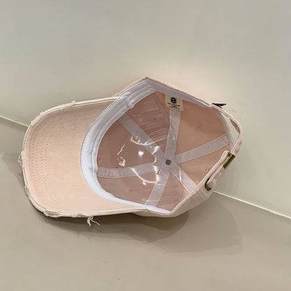 Letter Embroidered Distressed Cap