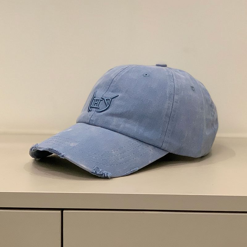 Letter Embroidered Distressed Cap