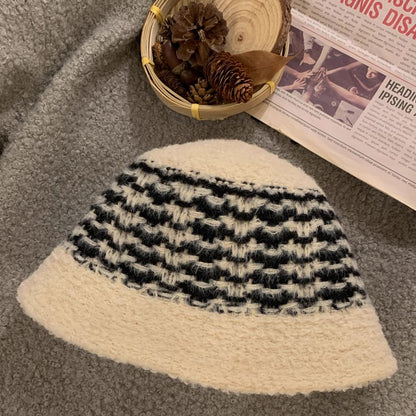 Striped Fluffy Bucket Hat