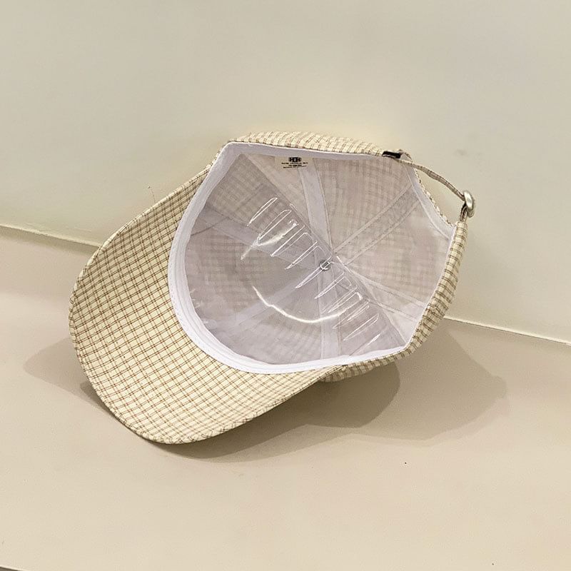 Letter Embroidered Gingham Cap