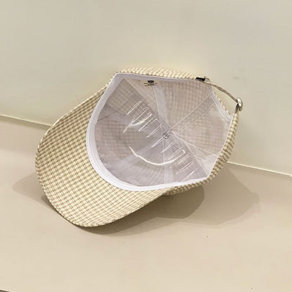 Letter Embroidered Gingham Cap