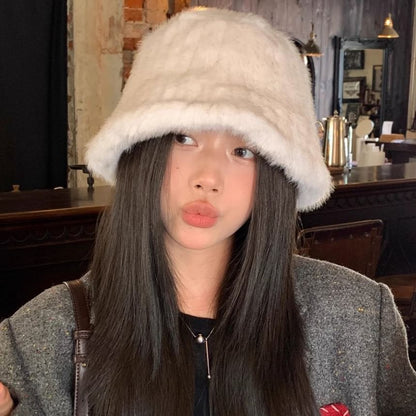 Plain Fluffy Bucket Hat
