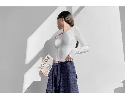 Drawstring Waist Plain Quilted Wide Leg Cargo Pants (Various Designs)