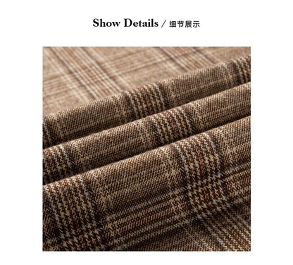 Mid Waist Plaid Wide Leg Cargo Pants