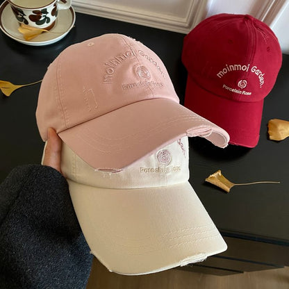 Baseball Lettering Embroidered Distressed Cap