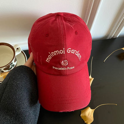 Baseball Lettering Embroidered Distressed Cap