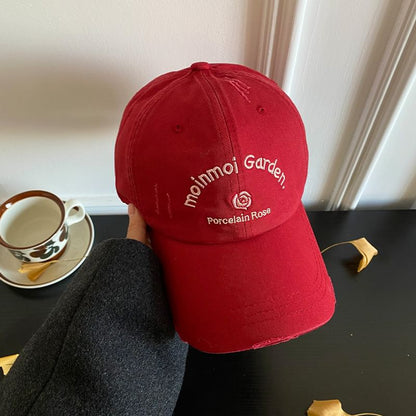 Baseball Lettering Embroidered Distressed Cap