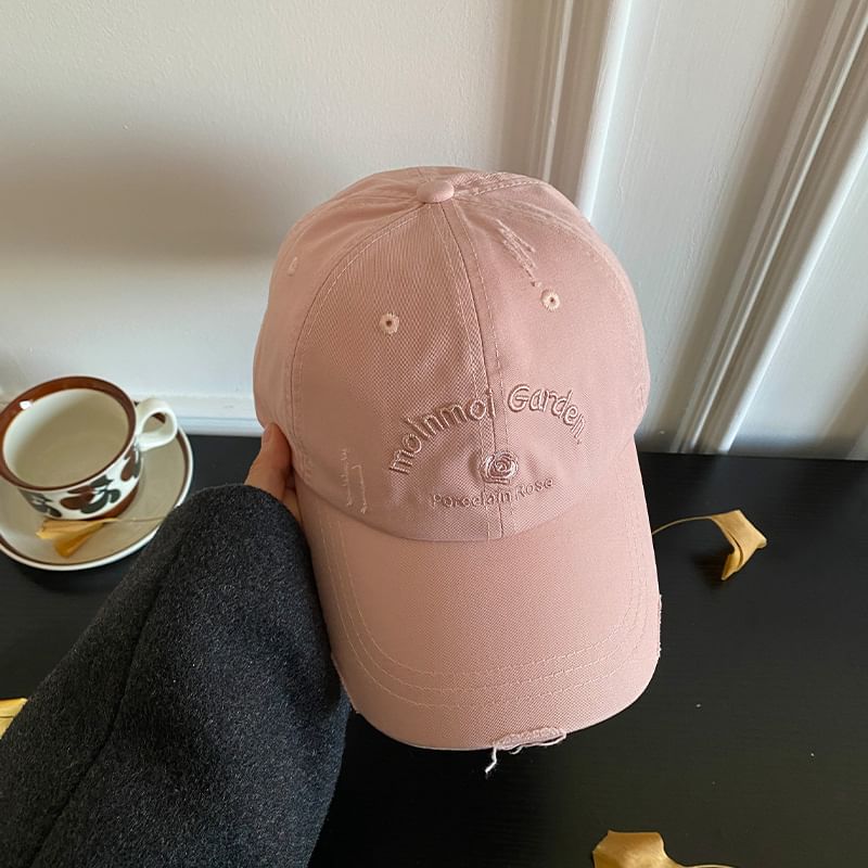 Baseball Lettering Embroidered Distressed Cap