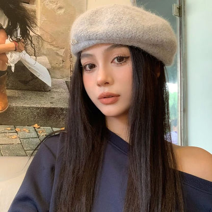 Rhinestone Accent Knit Beret