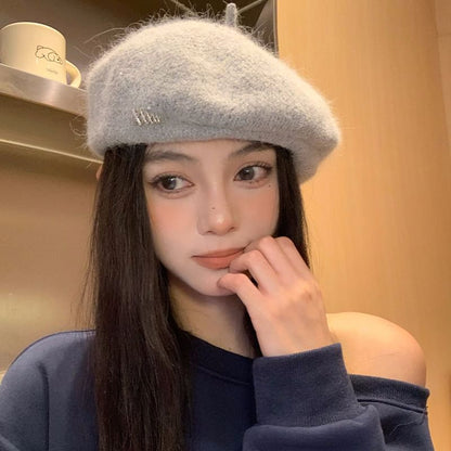 Rhinestone Accent Knit Beret