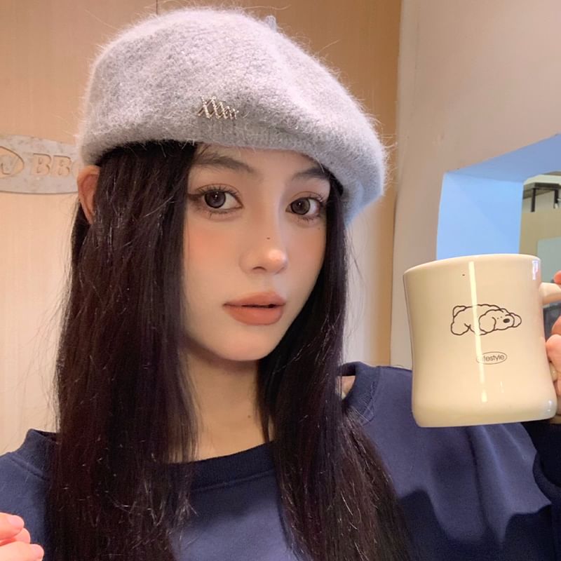 Rhinestone Accent Knit Beret