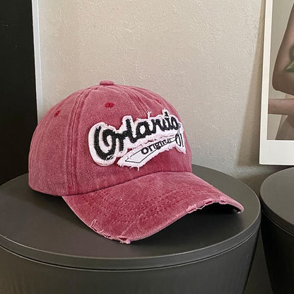 Embroidered Cap Distressed Baseball Lettering