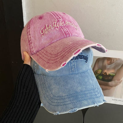 Cap Embroidered Distressed Baseball Lettering