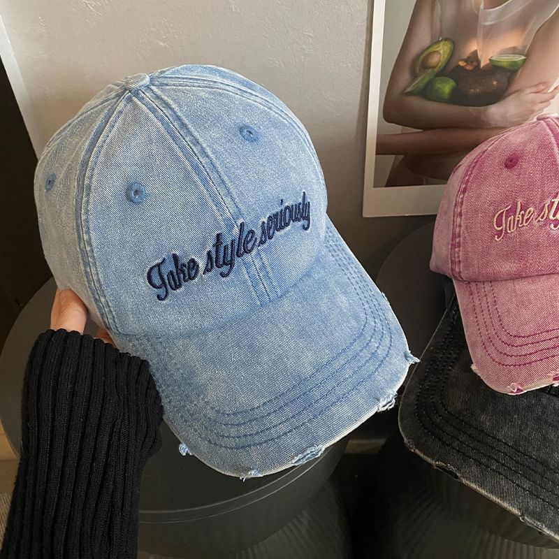 Cap Embroidered Distressed Baseball Lettering