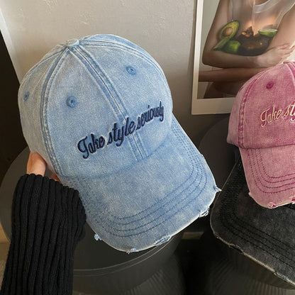 Cap Embroidered Distressed Baseball Lettering