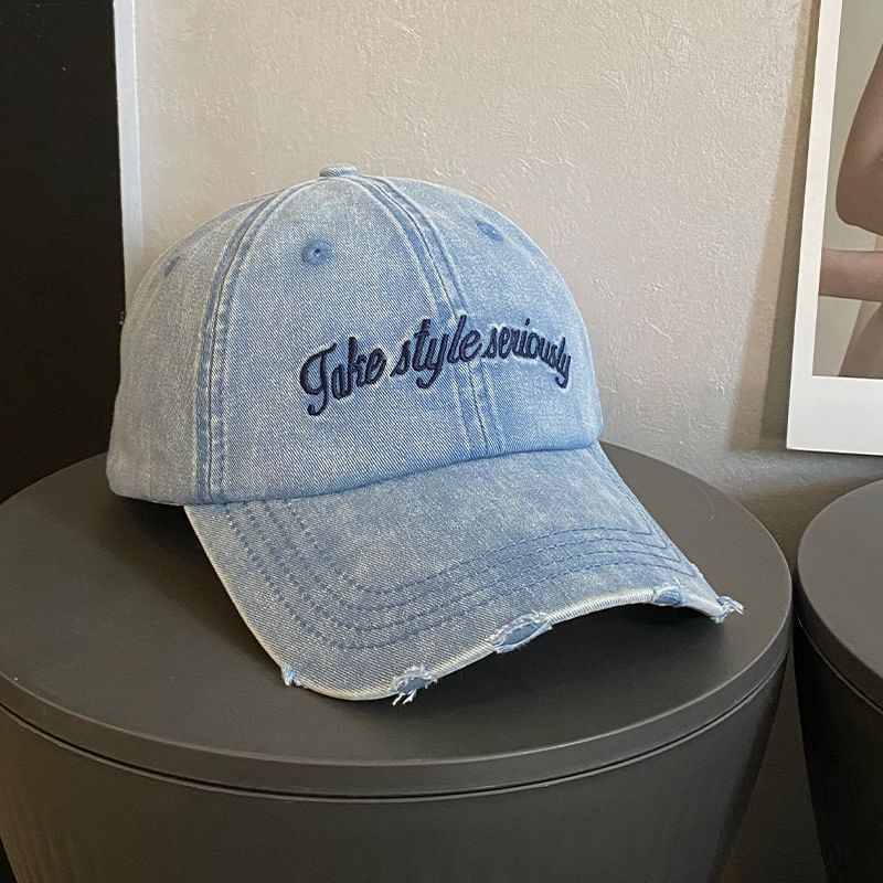 Cap Embroidered Distressed Baseball Lettering