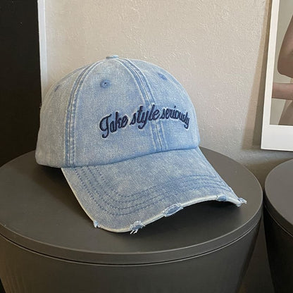 Cap Embroidered Distressed Baseball Lettering