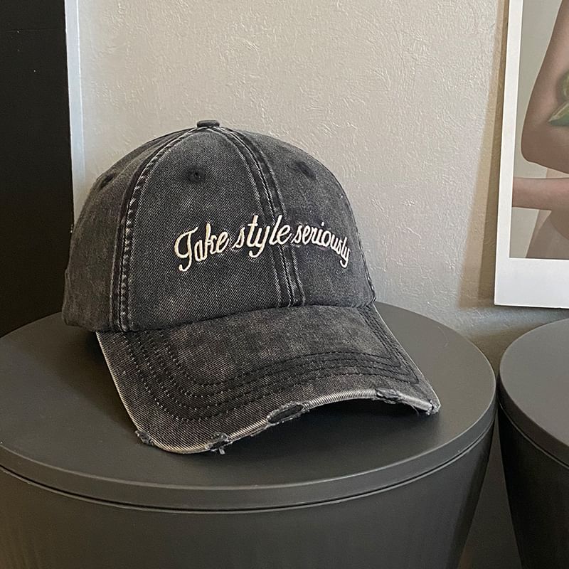 Cap Embroidered Distressed Baseball Lettering