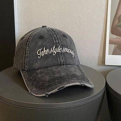 Cap Embroidered Distressed Baseball Lettering