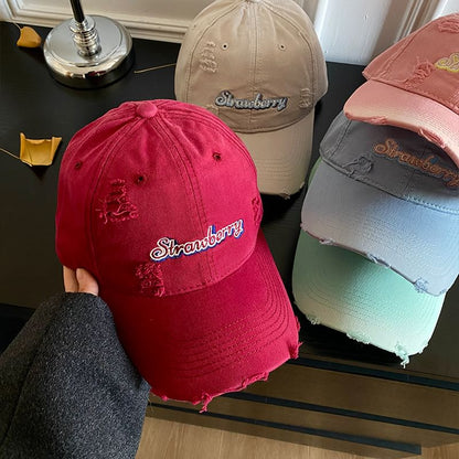 Cap Embroidered Baseball Lettering Distressed