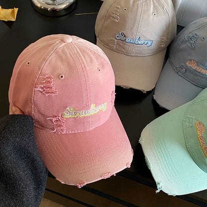 Cap Embroidered Baseball Lettering Distressed