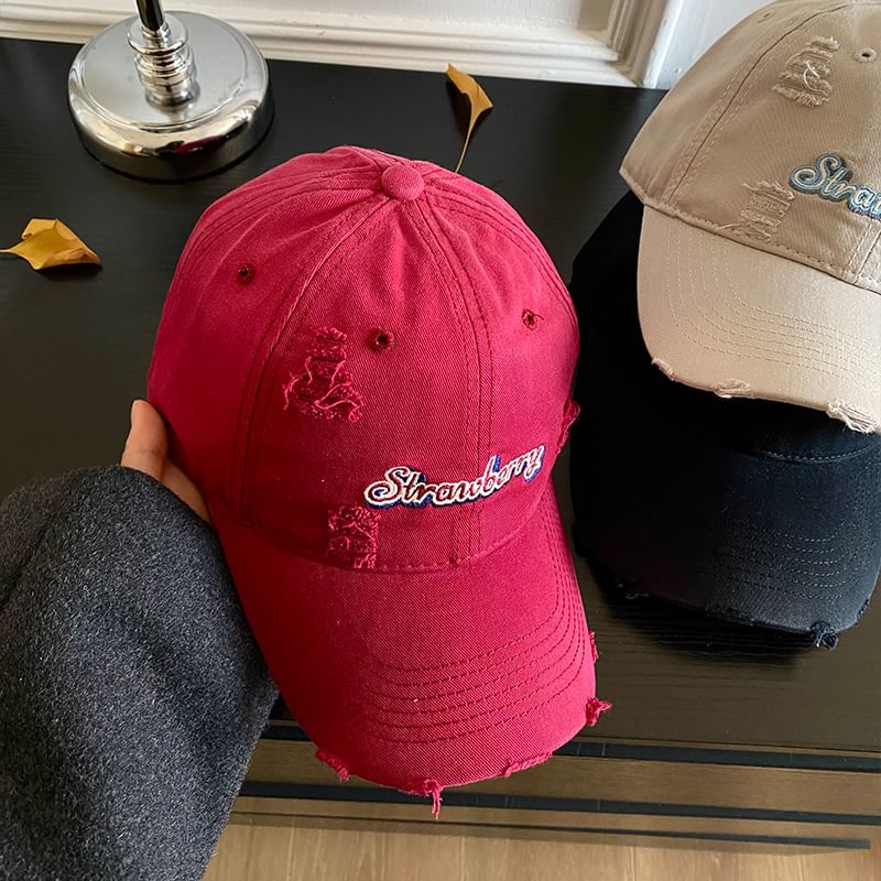 Cap Embroidered Baseball Lettering Distressed