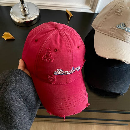 Cap Embroidered Baseball Lettering Distressed