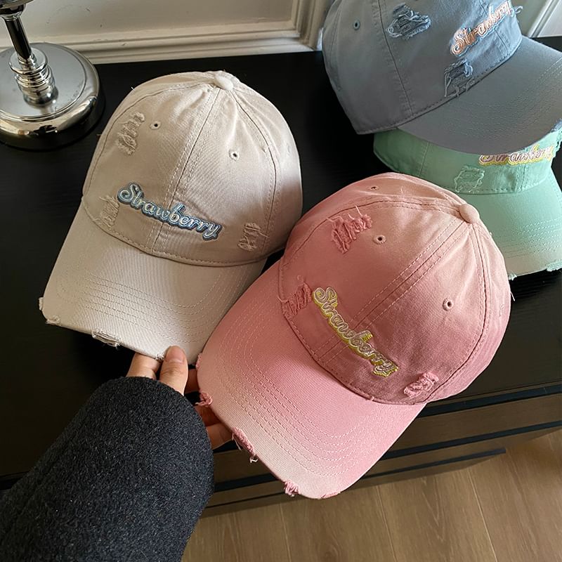 Cap Embroidered Baseball Lettering Distressed