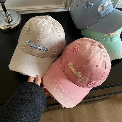 Cap Embroidered Baseball Lettering Distressed