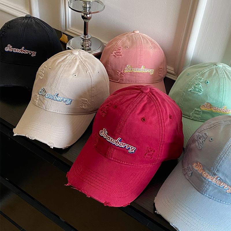 Cap Embroidered Baseball Lettering Distressed