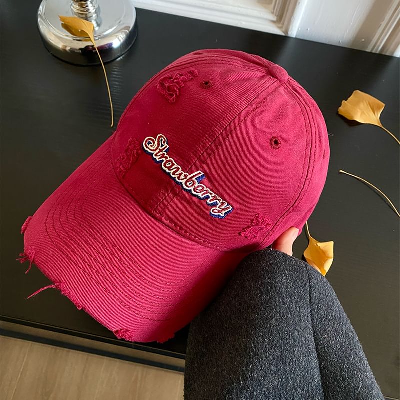 Cap Embroidered Baseball Lettering Distressed