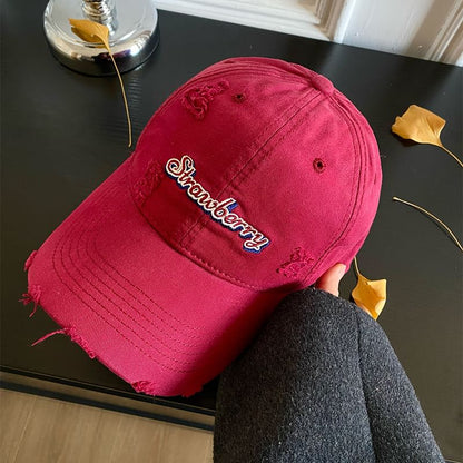 Cap Embroidered Baseball Lettering Distressed