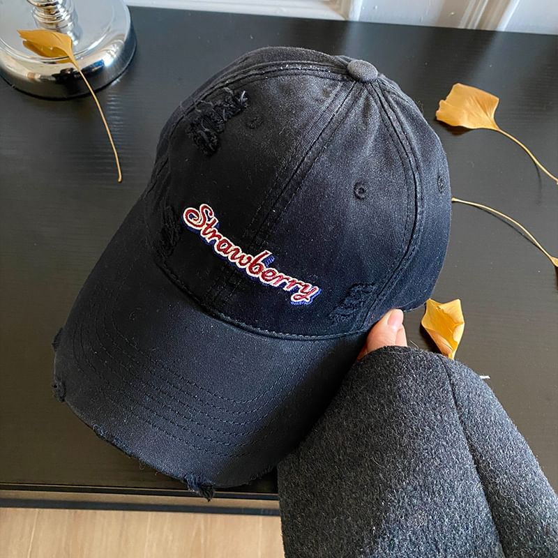 Cap Embroidered Baseball Lettering Distressed