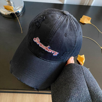 Cap Embroidered Baseball Lettering Distressed