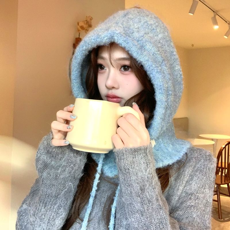 Plain Buttoned Knit Balaclava