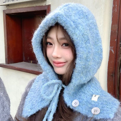 Plain Buttoned Knit Balaclava