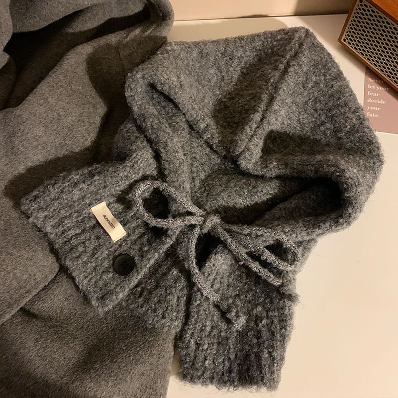 Plain Buttoned Knit Balaclava