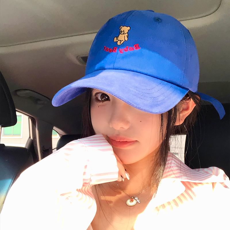 Bear Embroidered Cap Baseball
