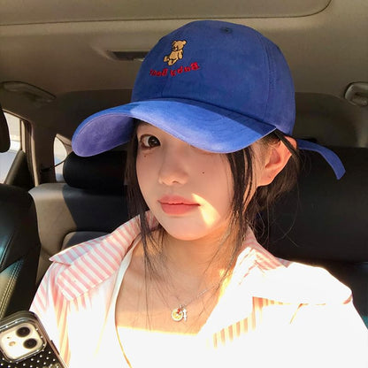 Bear Embroidered Cap Baseball