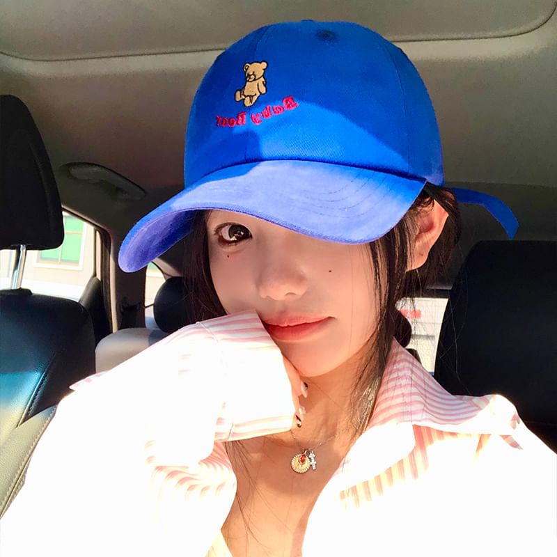 Bear Embroidered Cap Baseball
