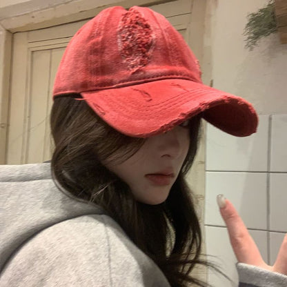 Cap Distressed Plain Baseball