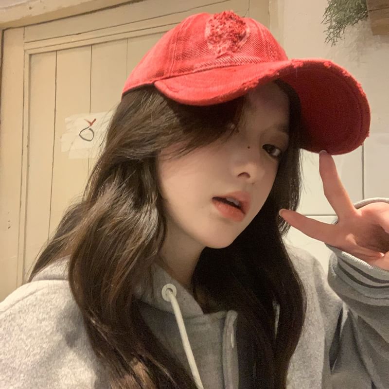 Cap Distressed Plain Baseball