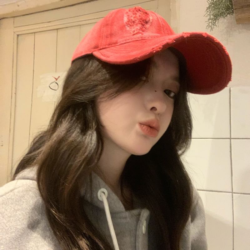 Cap Distressed Plain Baseball