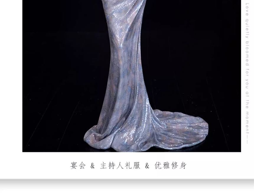 Ruched Evening Gown Strapless Sequin Mermaid