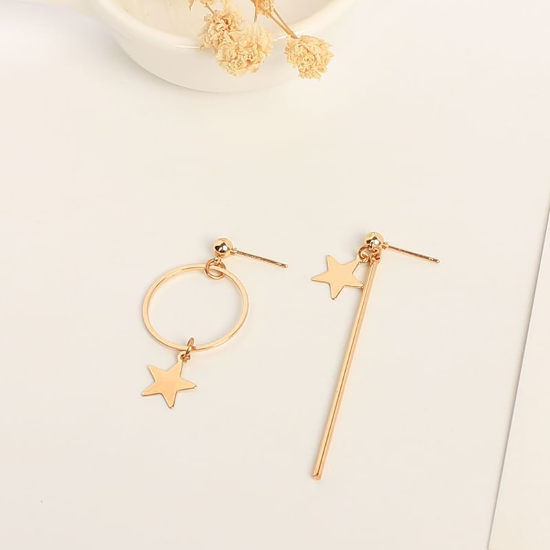Asymmetrical Star Dangle Earring